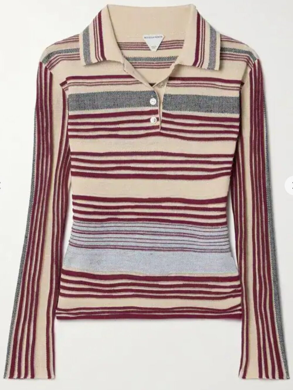 Bottega Veneta: Striped jacquard-knit linen Polo